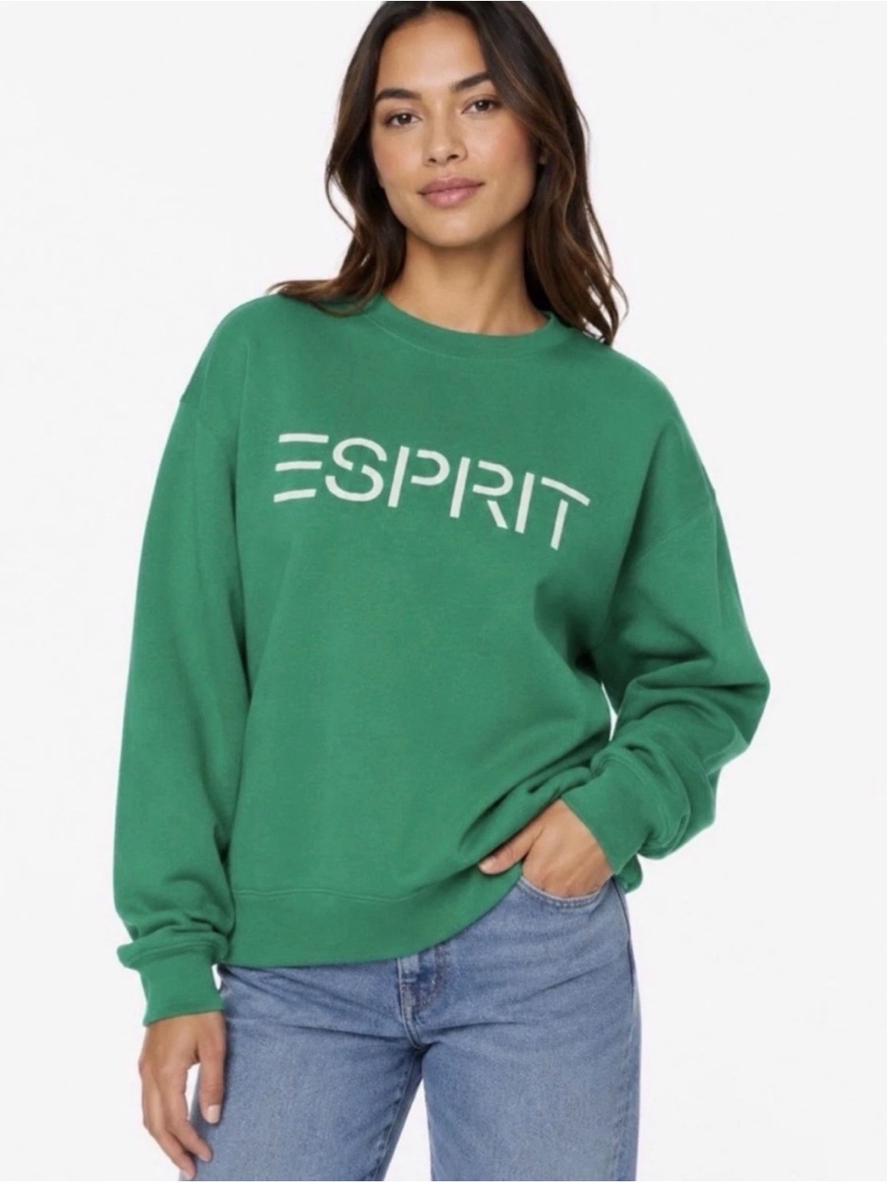 Esprit Green Logo Pullover Sweatshirt